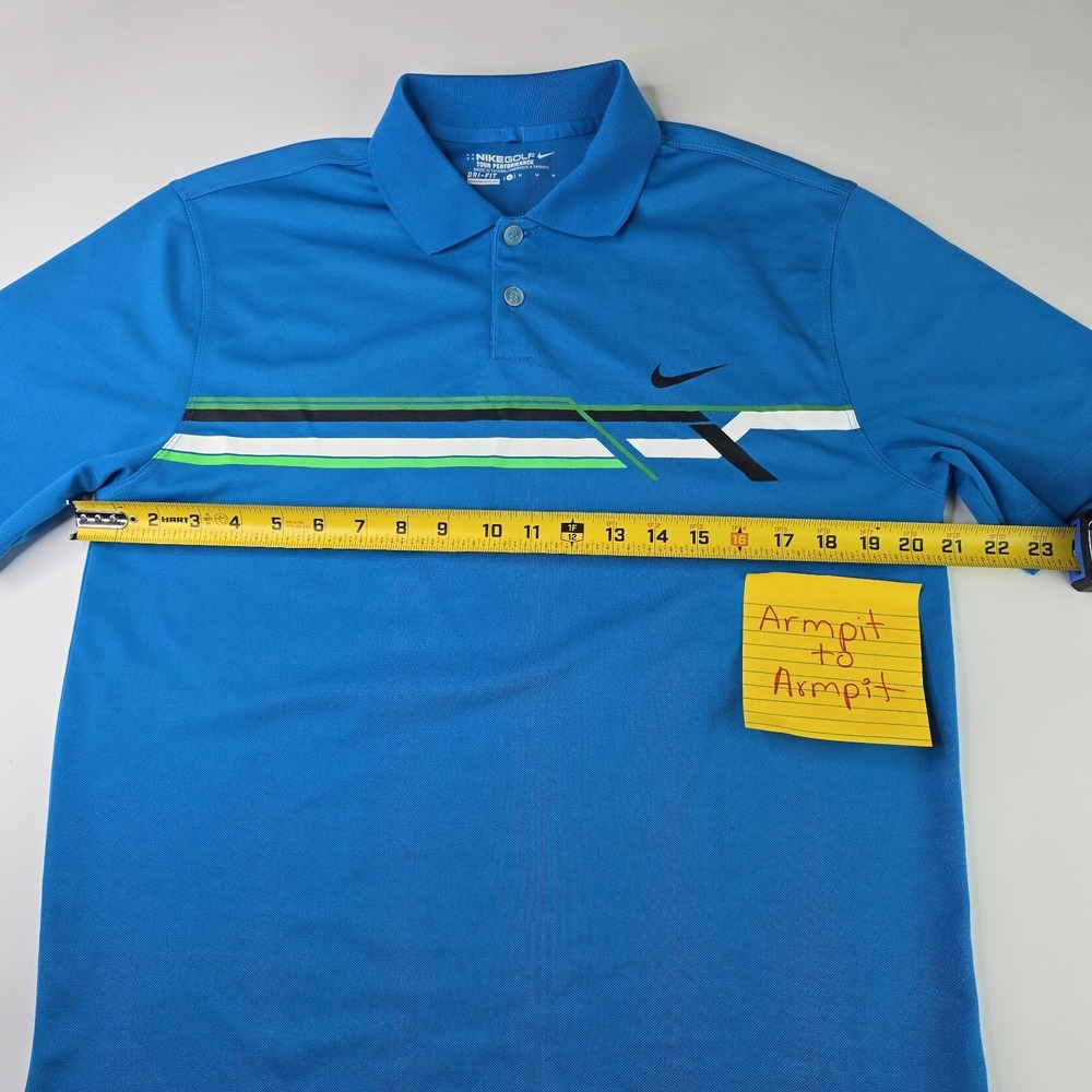 Nike Golf Mens Medium Dri-Fit Polo Shirt Blue Graphic Tour Performance Polyester - Picture 6 of 10